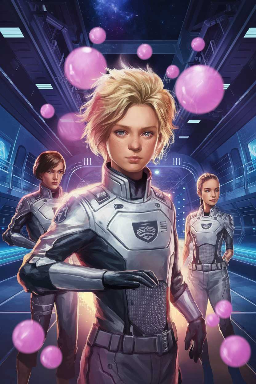 The cover showcases a high level of artistic quality with detailed sci-fi elements, appealing to older children. The colors are balanced, though the metallic tones dominate over the bright, cheerful ones. The characters are well-designed but appear serious rather than joyful.