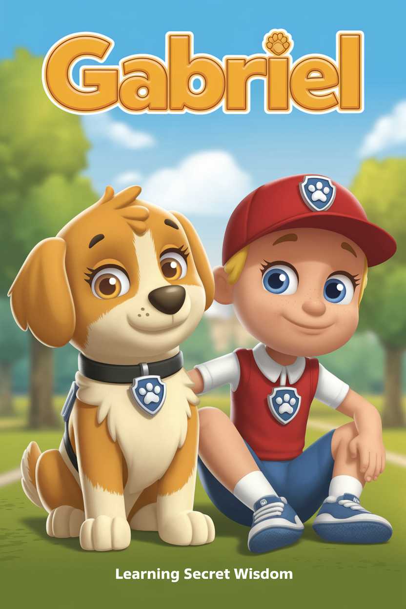 The cover is visually appealing, vibrant, and cheerful (20/20). The characters appear endearing, with friendly expressions and warm colors (20/20). The elements are well-organized and clear, making it suitable for a children's book (20/20). There are no noticeable inconsistencies, maintaining a coherent visual style (17/20). The name 'Gabriel' is displayed prominently in an appropriate and playful typography (15/20).